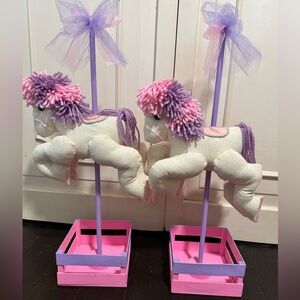 Set of 2 Decorative Carousel Horses